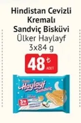 Ülker Haylayf Hindistan Cevizli Kremalı Sandviç Bisküvi 3X84 G