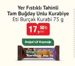 Eti Burçak Kurabi Yer Fıstıklı Tahinli Tam Buğday Unlu Kurabiye 75 G