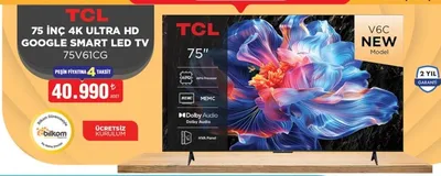 Tcl 75 İnç 4K Ultra Hd Google Smart Led Tv 75V61Cg