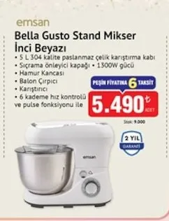 Emsan Bella Gusto Stand Mikser İnci Beyazı