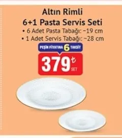 Altın Rimli 6+1 Pasta Servis Seti