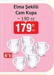 Elma Şekilli Cam Kupa ~190 Cc