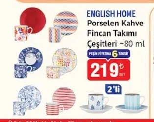 English Home Porselen Kahve Fincan Takımı Çeşitleri ~80 Ml