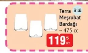 Terra 3'Lü Meşrubat Bardağı ~475 Cc