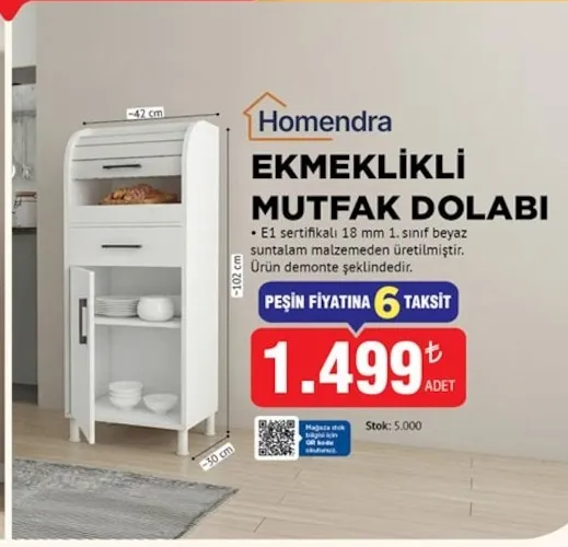 Homendra Ekmeklikli Mutfak Dolabı