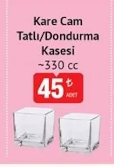 Kare Cam Tatlı/Dondurma Kasesi ~330 Cc
