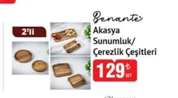Benante Akasya Sunumluk/Çerezlik Çeşitleri 2'Li