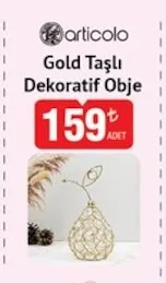 Articolo Gold Taşlı Dekoratif Obje