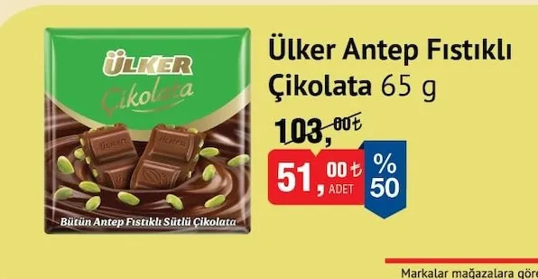 Ülker Antep Fıstıklı Çikolata 65 G