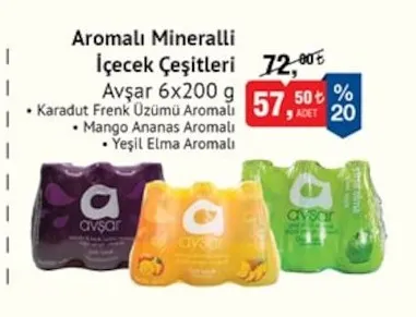 Avşar Aromalı Mineralli İçecek Çeşitleri 6X200 G