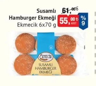Susamlı Hamburger Ekmeği Ekmecik 6X70 G