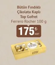 Bütün Fındıklı Çikolata Kaplı Top Gofret Ferrero Rocher 100 G