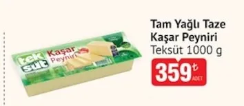Teksüt Tam Yağlı Taze Kaşar Peyniri 1000 G