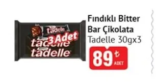 Fındıklı Bitter Bar Çikolata Tadelle 30Gx3