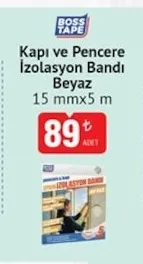 Boss Tape Kapı Ve Pencere İzolasyon Bandı Beyaz 15 Mmx5 M