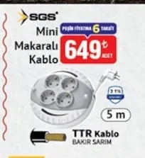 Sgs Mini Makaralı Kablo 5 M