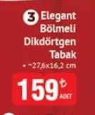 Elegant Bölmeli Dikdörtgen Tabak 27,6X16,2 Cm