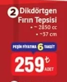 Dikdörtgen Fırın Tepsisi