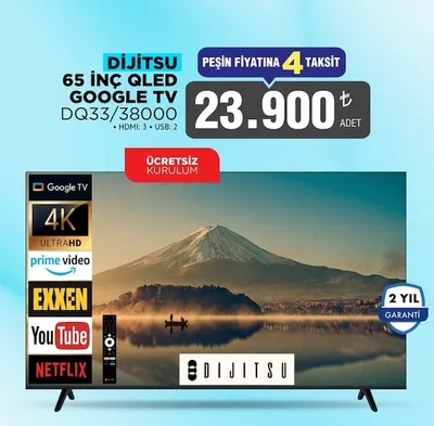 Dijitsu 65 Inç Qled Google Tv Dq33/38000