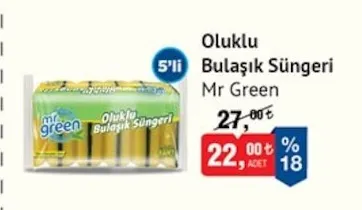 Oluklu Bulaşık Süngeri Mr Green