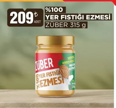 Züber %100 Yer Fıstığı Ezmesi 315 G