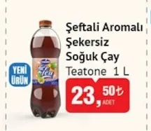 Şeftali Aromalı Şekersiz Soğuk Çay Teatone 1 L