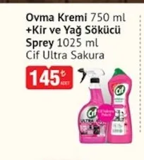 Ovrna Kremi 750 Ml + Kir Ve Yağ Sökücü Sprey 1025 Ml Cif Ultra Sakura