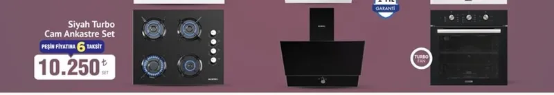 Siyah Turbo Cam Ankastre Set