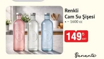 Renkli Cam Su Şişesi