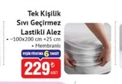 Tek Kişilik Sıvı Geçirmez Lastikli Alez