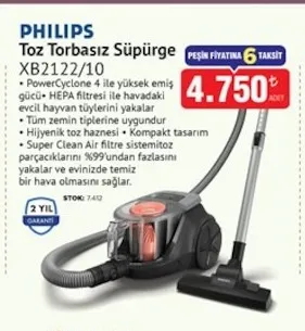 Philips Toz Torbasız Süpürge Xb2122/10
