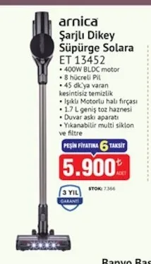 Arnica Şarjlı Dikey Süpürge Solara Et 13452