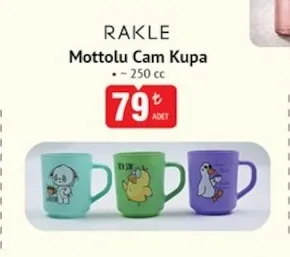 Rakle Mottolu Cam Kupa