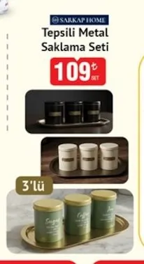 Sarkap Home Tepsili Metal Saklama Seti