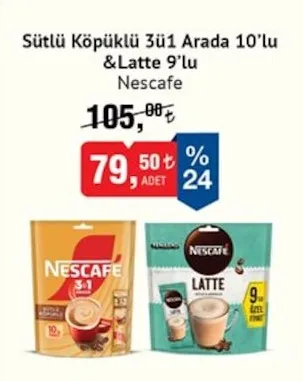 Nescafe Sütlü Köpüklü 3Ü1 Arada 10'Lu &Latte 9'Lu