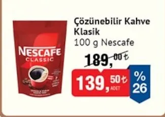 Nescafe Çözünebilir Kahve Klasik 100 G