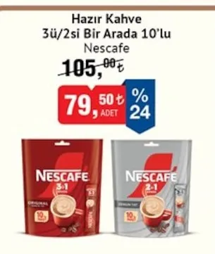Hazır Kahve 3'Ü/2'Si Bir Arada 10'Lu Nescafe