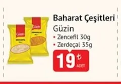 Baharat Çeşitleri Güzin Zencefil 30G Zerdeçal 35G