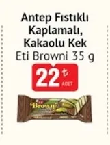 Antep Fıstıklı Kaplamalı, Kakaolu Kek Eti Browni 35 G