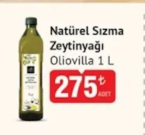 Natürel Sızma Zeytinyağı Oliovilla 1 L