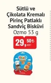 Sütlü Ve Çikolata Kremalı Pirinç Patlaklı Sandviç Bisküvi Ozmo 53 G