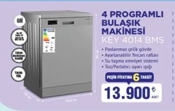 4 Programlı Bulaşık Makinesi Key 4014 Bms