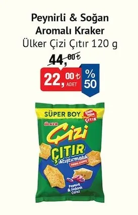Ülker Çizi Çıtır Peynirli & Soğan Aromalı Kraker 120 G