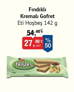 Fındıklı Kremalı Gofret Eti Hoşbeş 142 G