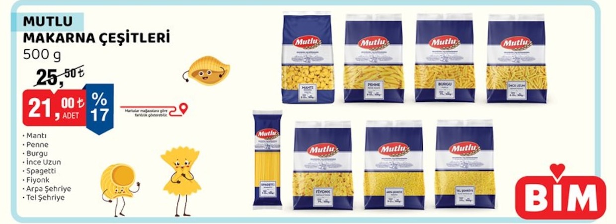 Mutlu Makarna Çeşitleri 500 G