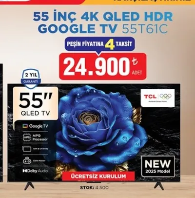 55 İnç 4K Qled Hdr Google Tv 55T61C