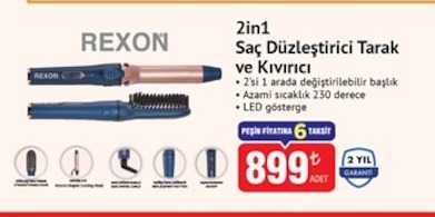 Rexon 2In1 Saç Düzleştirici Tarak Ve Kıvırıcı