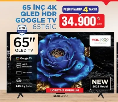 65 İnç 4K Qled Hdr Google Tv 65T61C