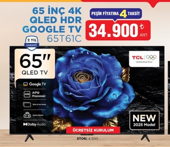 65 İnç 4K Qled Hdr Google Tv 65T61C