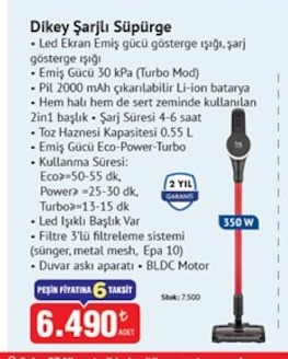 Dikey Şarjlı Süpürge